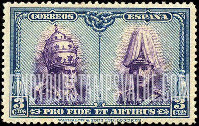 FindYourStampsValue: Semi-Postal: Catacombs Restoration, Santiago, Pope Pius XI and King Alfonso XIII
