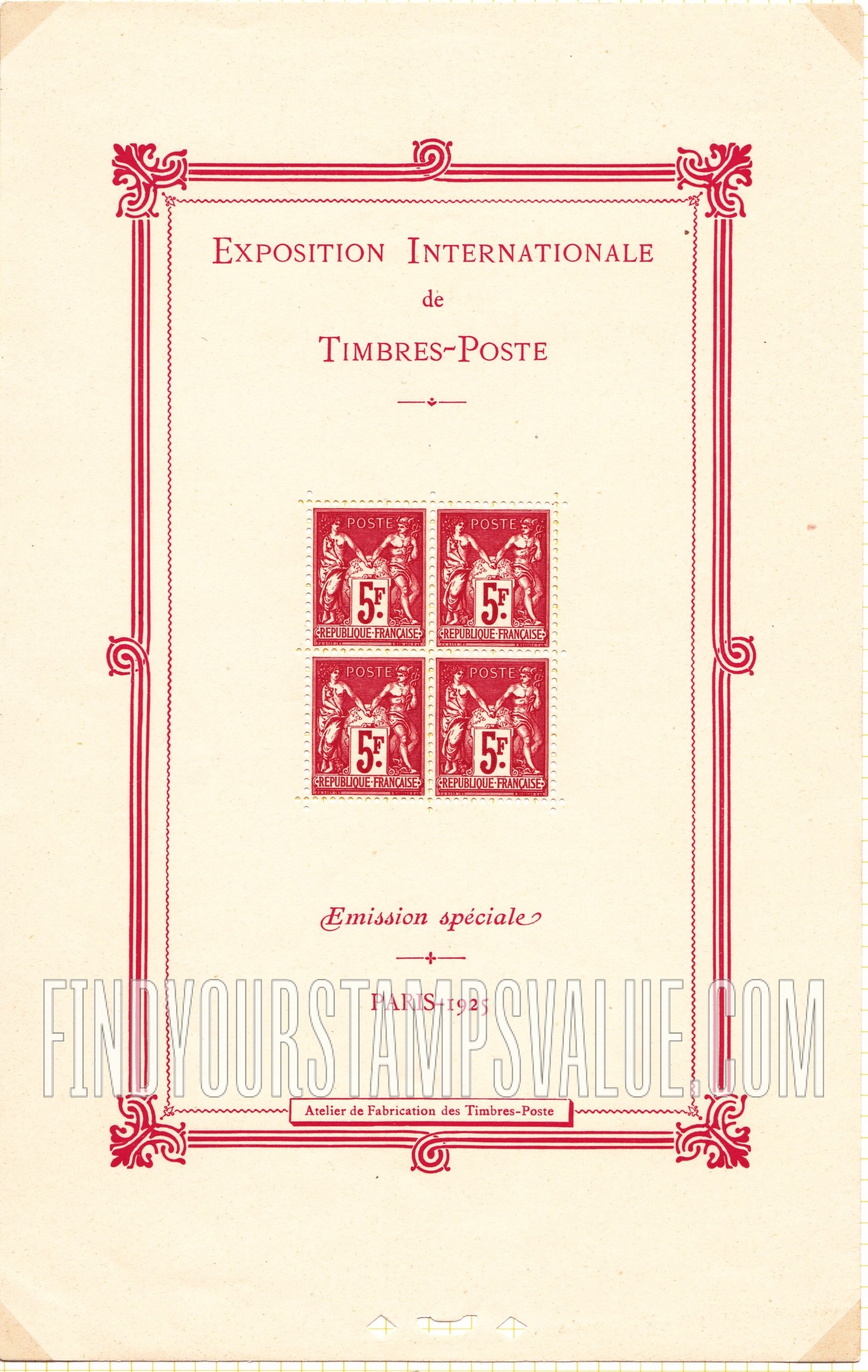 FindYourStampsValue: Peace and Commerce ("Type Sage") : Philatelic Exhibition Issue