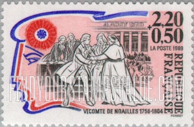 FindYourStampsValue: SEMI-POSTAL - Revolution Leaders and Heroes: Louis Marie de Noailles (1756-1804)