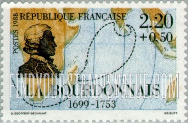 FindYourStampsValue: SEMI-POSTAL - Explorers: Mahe de La Bourdonnais (1699-1753)