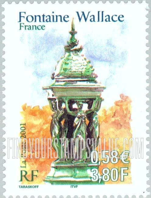 FindYourStampsValue: Fountains: Wallace Fountain, Paris