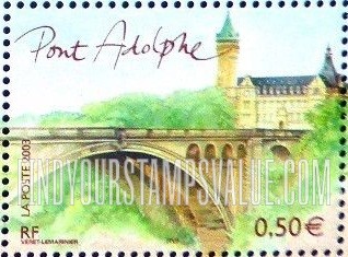 FindYourStampsValue: European Capitals Type of 2002: Adolphe Bridge, horizontal