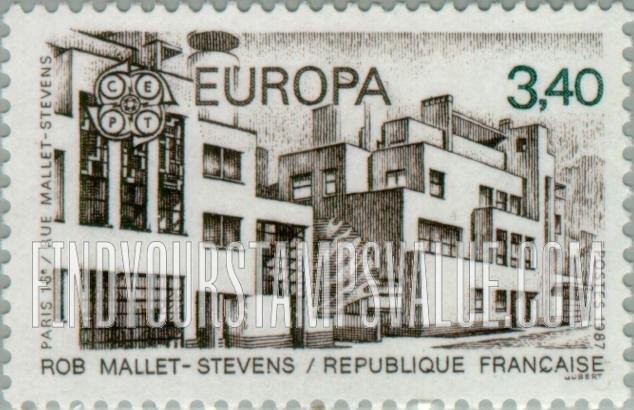 FindYourStampsValue: Europa 1987: Rue Mallet-Stevens housing, by Robert Mallet-Stevens