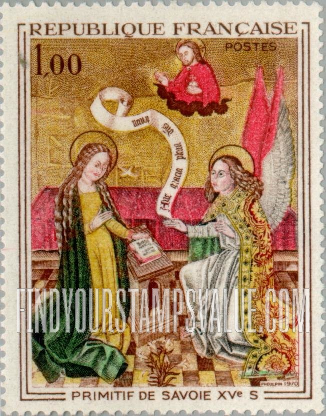 FindYourStampsValue: Annunication, by Primitive Painter of Savoy, 1480