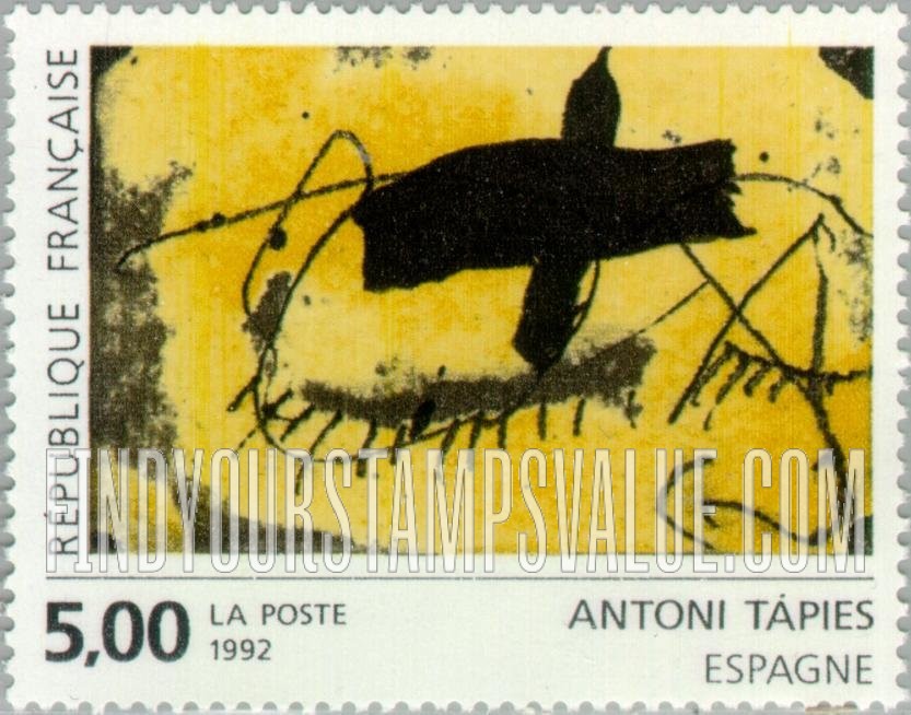 FindYourStampsValue: Contemporary Art: Abstract painting, by Antoni Tapies, Spain