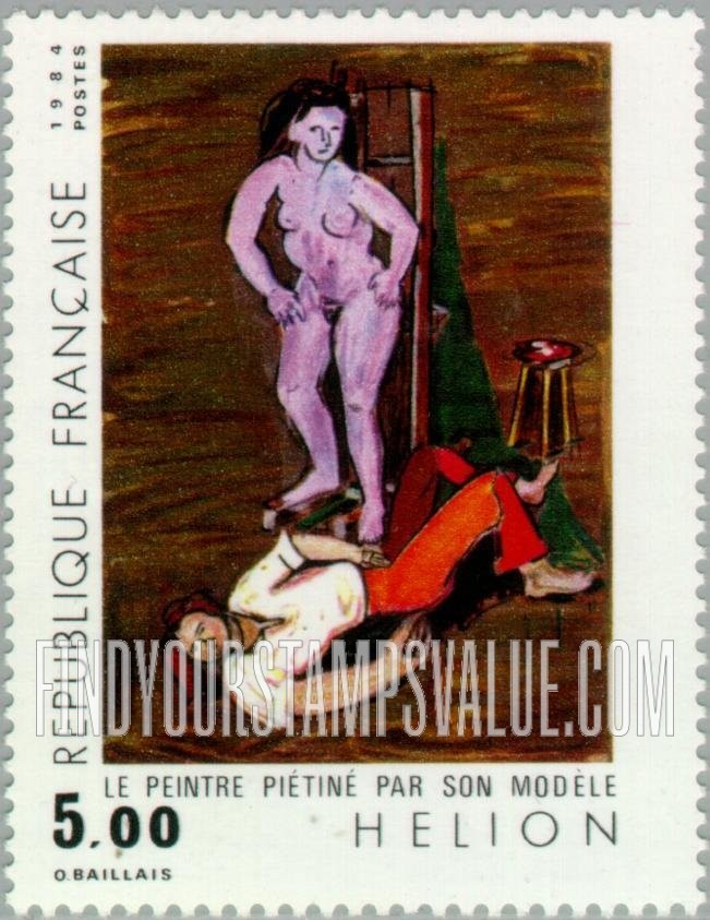 FindYourStampsValue: Painter at the Feet of His Model, by Helion