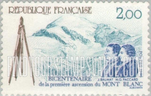FindYourStampsValue: 1st Ascent of Mont Blanc, 1786: J. Balmat, M.G. Paccard