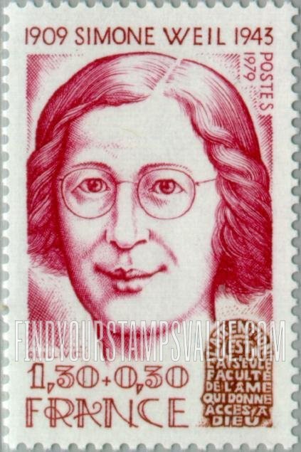 FindYourStampsValue: SEMI-POSTAL - Simone Weil (1909-1943), social philosopher