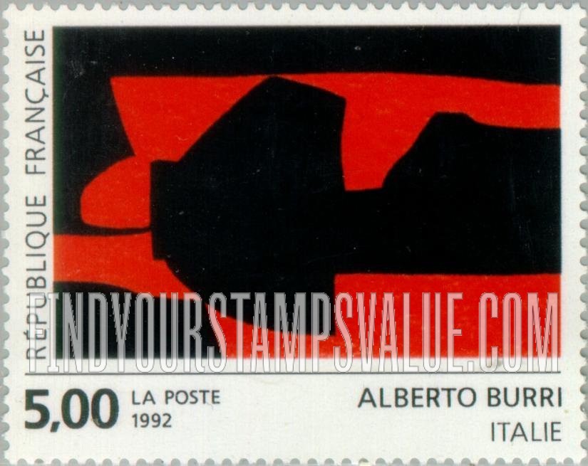 FindYourStampsValue: Contemporary Art: Abstract painting, by Alberto Burri, Italy