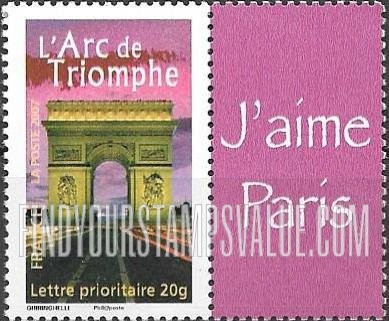 FindYourStampsValue: Aspects of Life in the French Regions Type of 2003:Arc de Triomphe, vertical