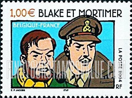 FindYourStampsValue: Blake and Mortimer, Comic Book Characters by Edgar P. Jacobs: Blue background