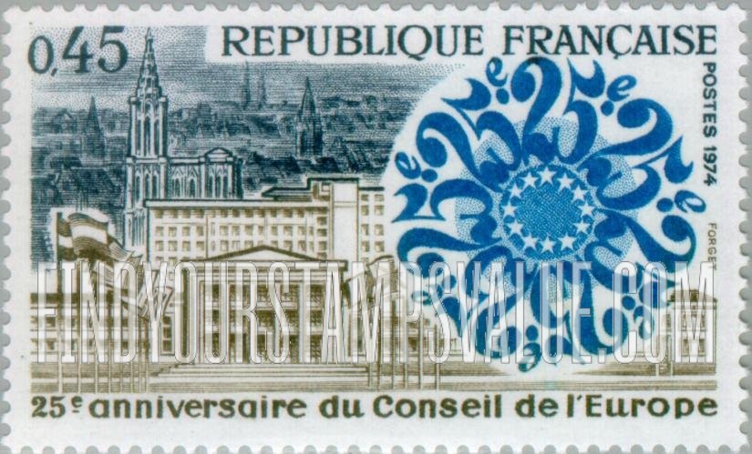 FindYourStampsValue: Council Building, View of Strasbourg and Emblem