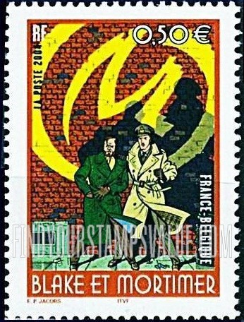 FindYourStampsValue: Blake and Mortimer, Comic Book Characters by Edgar P. Jacobs: Brick wall, vertical