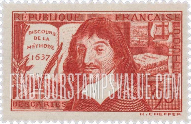FindYourStampsValue: René Descartes by Frans Hals: Inscribed “Discours de la Méthode”