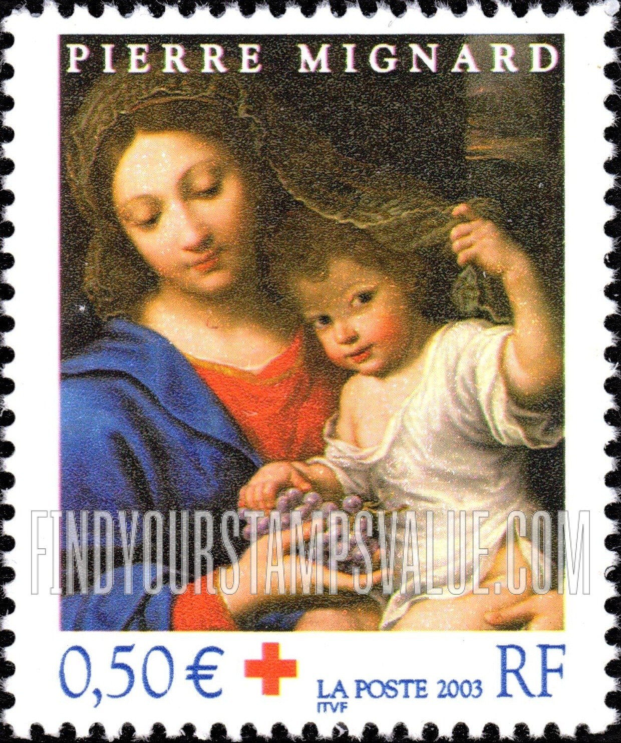 FindYourStampsValue: SEMI-POSTAL - Virgin with Grapes, by Pierre Mignard