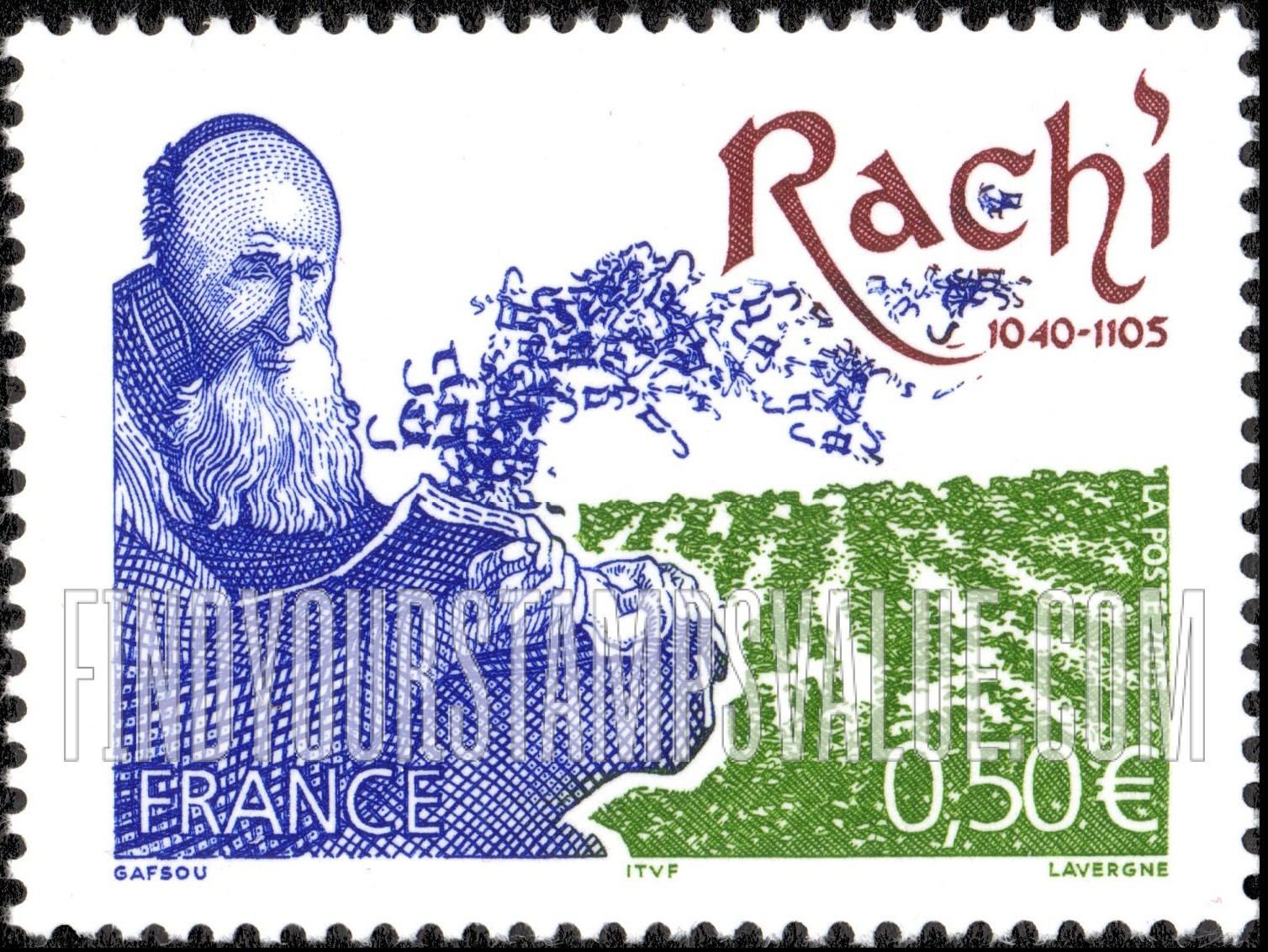 FindYourStampsValue: Rabbi Shlomo Yitshaqi (Rashi) (1040-1105)