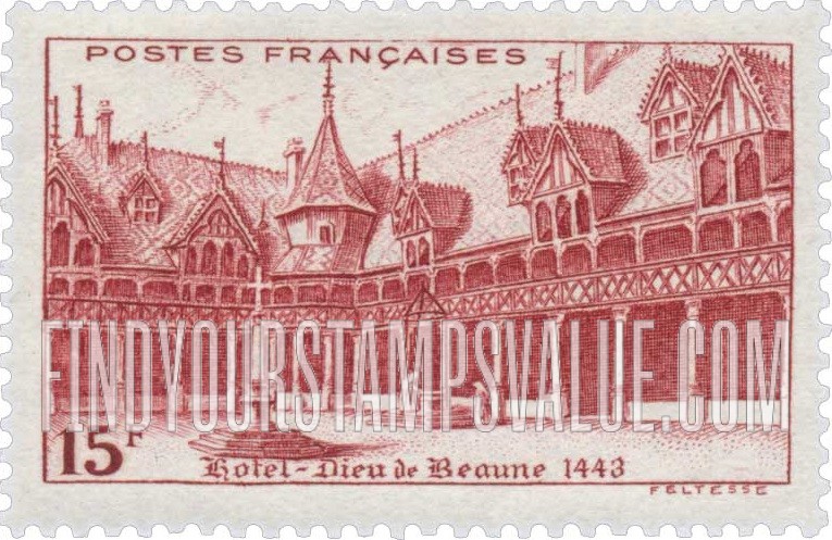FindYourStampsValue: Beaune Hospital: Imprint: “FELTESSE” at right