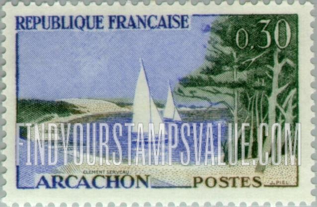 FindYourStampsValue: Beach and sailboats, Arcachon