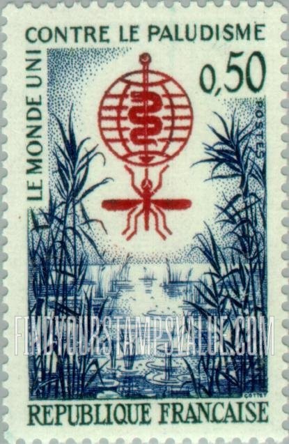 FindYourStampsValue: Malaria Eradication Emblem and Swamp