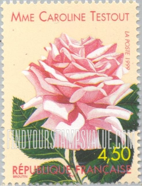 FindYourStampsValue: World Old Roses Competition, Lyon: Mme. Caroline Testout