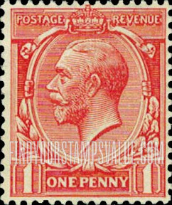 FindYourStampsValue: Great Britain (United Kingdom): King George V - One Penny