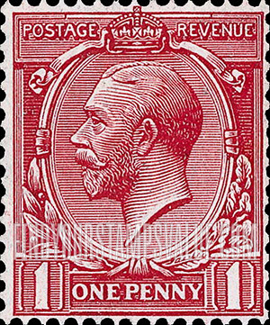 FindYourStampsValue: Great Britain (United Kingdom): King George V - One Penny, Coil Stamp