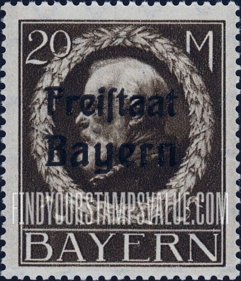 FindYourStampsValue: King Ludwig III: Bavarian Stamps of 1914-16 Overprinted