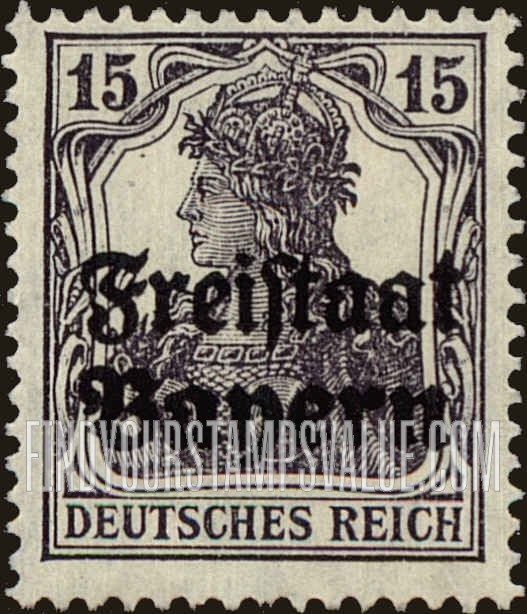 FindYourStampsValue: Germania: Stamps of Germany 1906-19 Overprinted