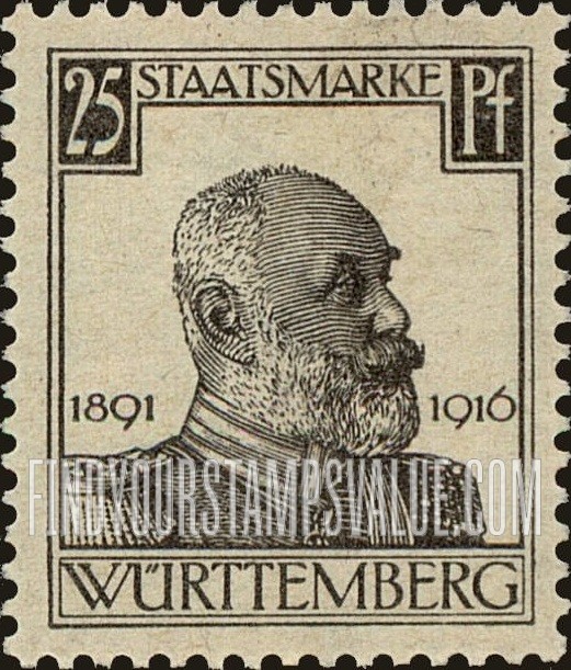 FindYourStampsValue: WURTTEMBERG OFFICIAL - King Wilhelm II