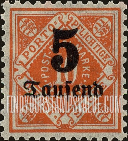 FindYourStampsValue: WURTTEMBERG OFFICIAL - Numeral Value: Surcharged