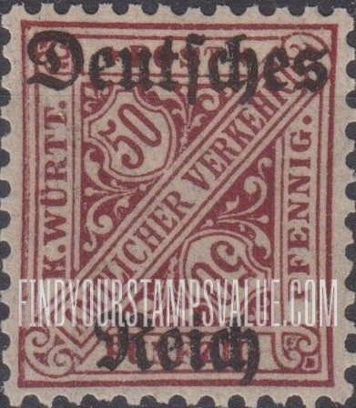 FindYourStampsValue: WURTTEMBERG OFFICIAL - Numeral Value: Official Stamps of 1906-19 Overprinted