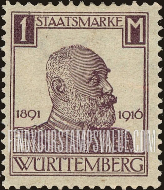 FindYourStampsValue: WURTTEMBERG OFFICIAL - King Wilhelm II