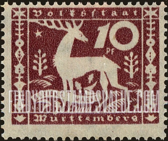 FindYourStampsValue: WURTTEMBERG OFFICIAL - Stag