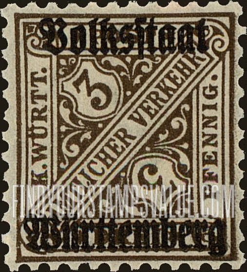 FindYourStampsValue: WURTTEMBERG OFFICIAL - Numeral Value: Official Stamps of 1890-1919 Overprinted