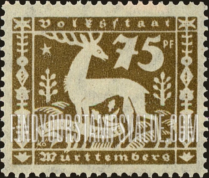 FindYourStampsValue: WURTTEMBERG OFFICIAL - Stag