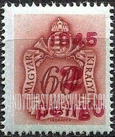FindYourStampsValue: POSTAGE DUE STAMPS - Coat of Arms and Post Horn: Types of Hungary Postage Due Stamps, 1941-44, Surcharged in Carmine