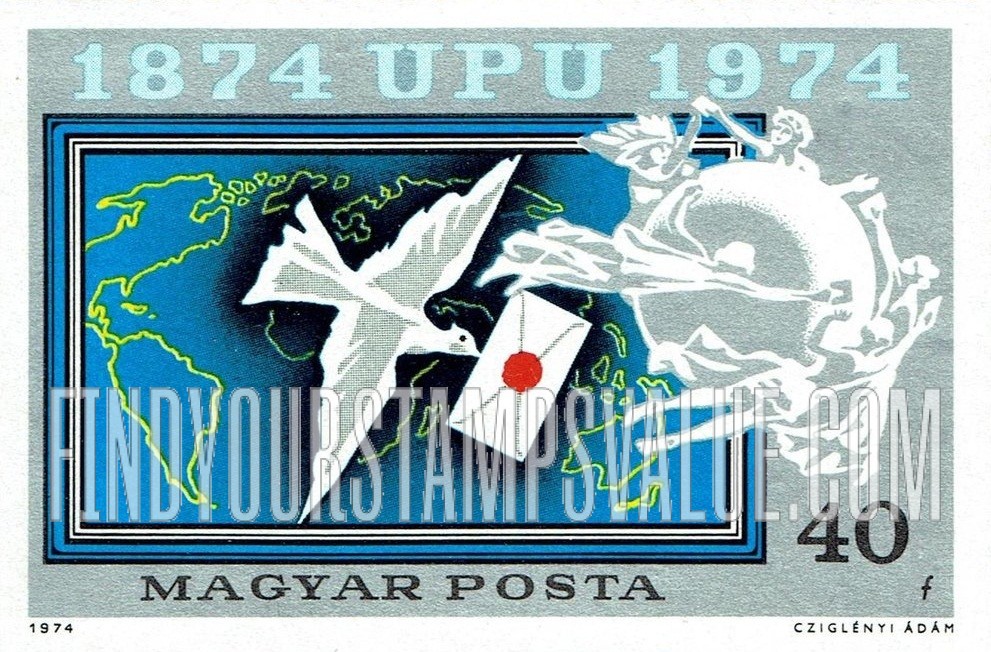 FindYourStampsValue: Carrier Pigeon, World Map, UPU Emblem