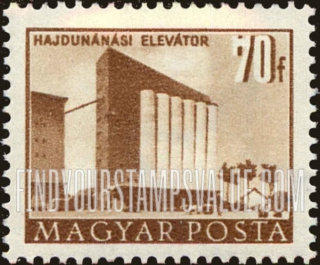 FindYourStampsValue: Building Types of 1951: Grain elevator, Hajdunanas