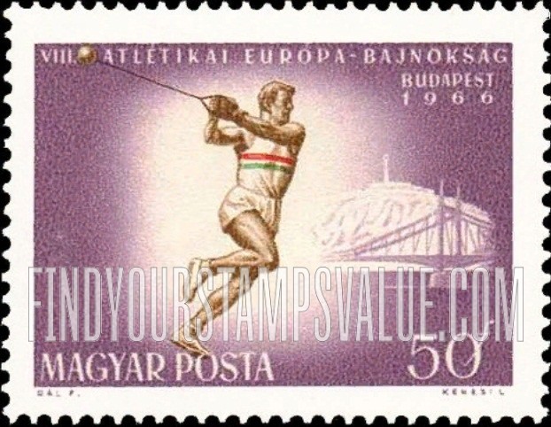 FindYourStampsValue: Hammer throw, Mt. Gellert & Liberty Bridge