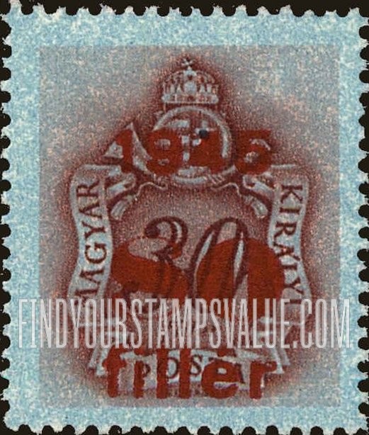 FindYourStampsValue: POSTAGE DUE STAMPS - Coat of Arms and Post Horn: Types of Hungary Postage Due Stamps, 1941-44, Surcharged in Carmine