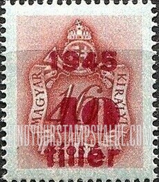 FindYourStampsValue: POSTAGE DUE STAMPS - Coat of Arms and Post Horn: Types of Hungary Postage Due Stamps, 1941-44, Surcharged in Carmine