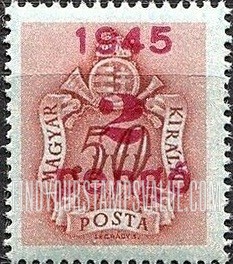 FindYourStampsValue: POSTAGE DUE STAMPS - Coat of Arms and Post Horn: Types of Hungary Postage Due Stamps, 1941-44, Surcharged in Carmine