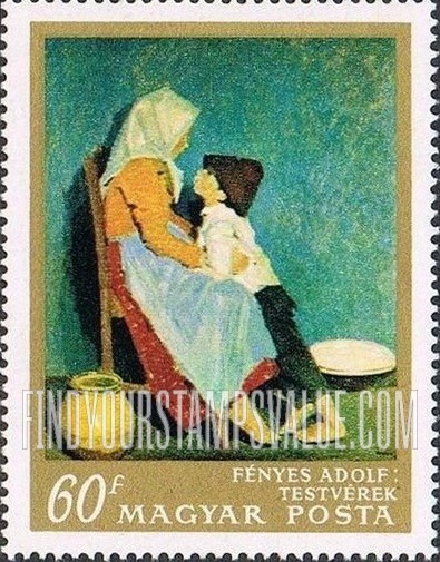 FindYourStampsValue: Painting Type of 1967: Brother and Sister by Adolf Fenyes (1867-1945)