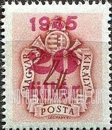 FindYourStampsValue: POSTAGE DUE STAMPS - Coat of Arms and Post Horn: Types of Hungary Postage Due Stamps, 1941-44, Surcharged in Carmine