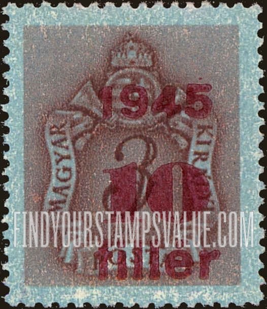 FindYourStampsValue: POSTAGE DUE STAMPS - Coat of Arms and Post Horn: Types of Hungary Postage Due Stamps, 1941-44, Surcharged in Carmine