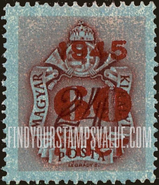 FindYourStampsValue: POSTAGE DUE STAMPS - Coat of Arms and Post Horn: Types of Hungary Postage Due Stamps, 1941-44, Surcharged in Carmine