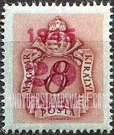 FindYourStampsValue: POSTAGE DUE STAMPS - Coat of Arms and Post Horn: Types of Hungary Postage Due Stamps, 1941-44, Surcharged in Carmine