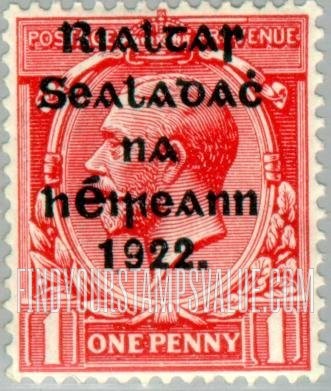 FindYourStampsValue: King George V: Stamps of Great Britain, 1912-22 Overprinted in Shiny to Dull Blue Black