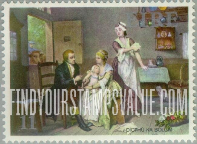 FindYourStampsValue: Vaccination, lithograph by Manigaud