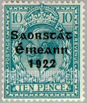 FindYourStampsValue: King George V: Stamps of Great Britain, 1912-22, Overprinted in Shiny to Dull Blue Black